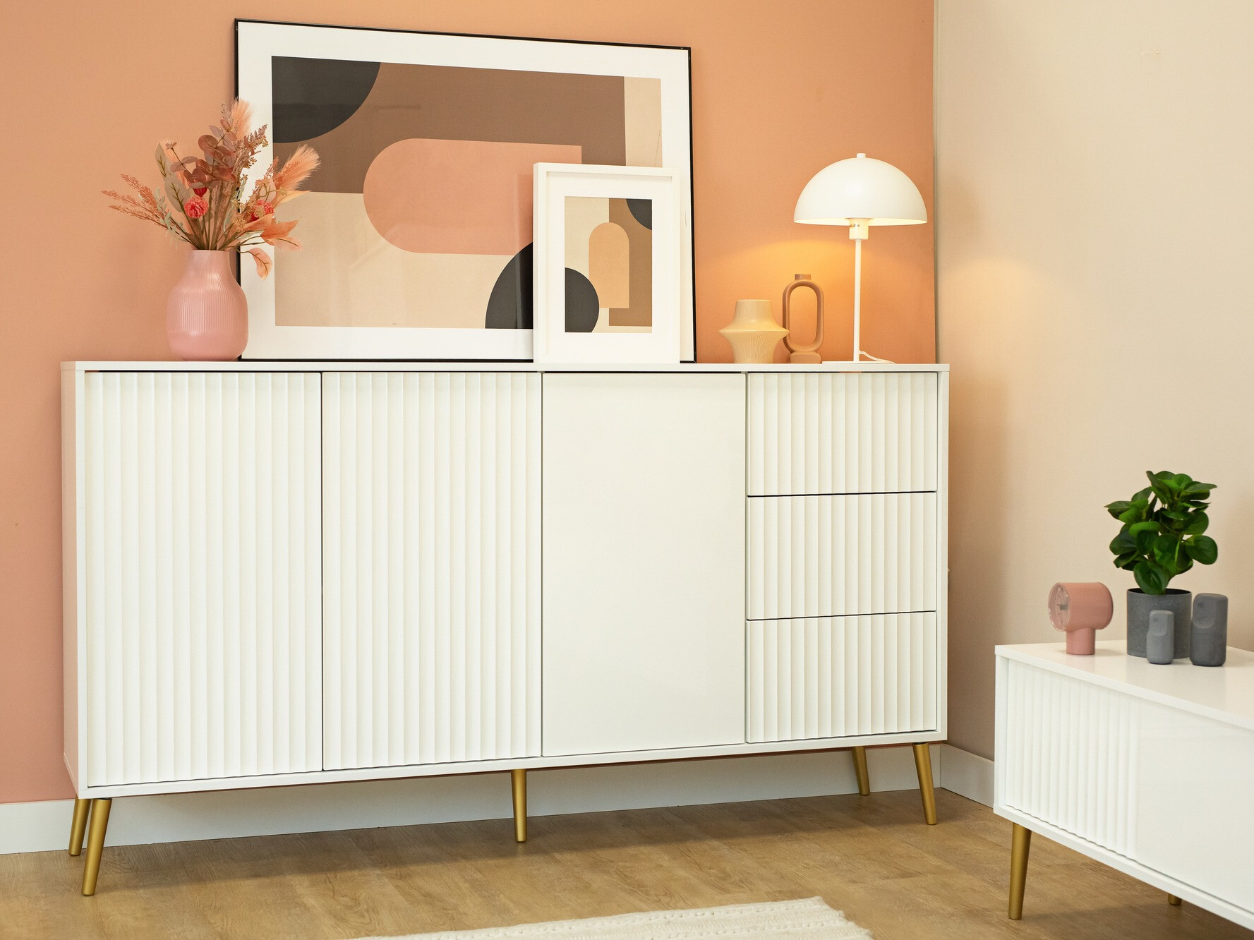 Cómoda Cirferi 102 (Branco + Dourado)