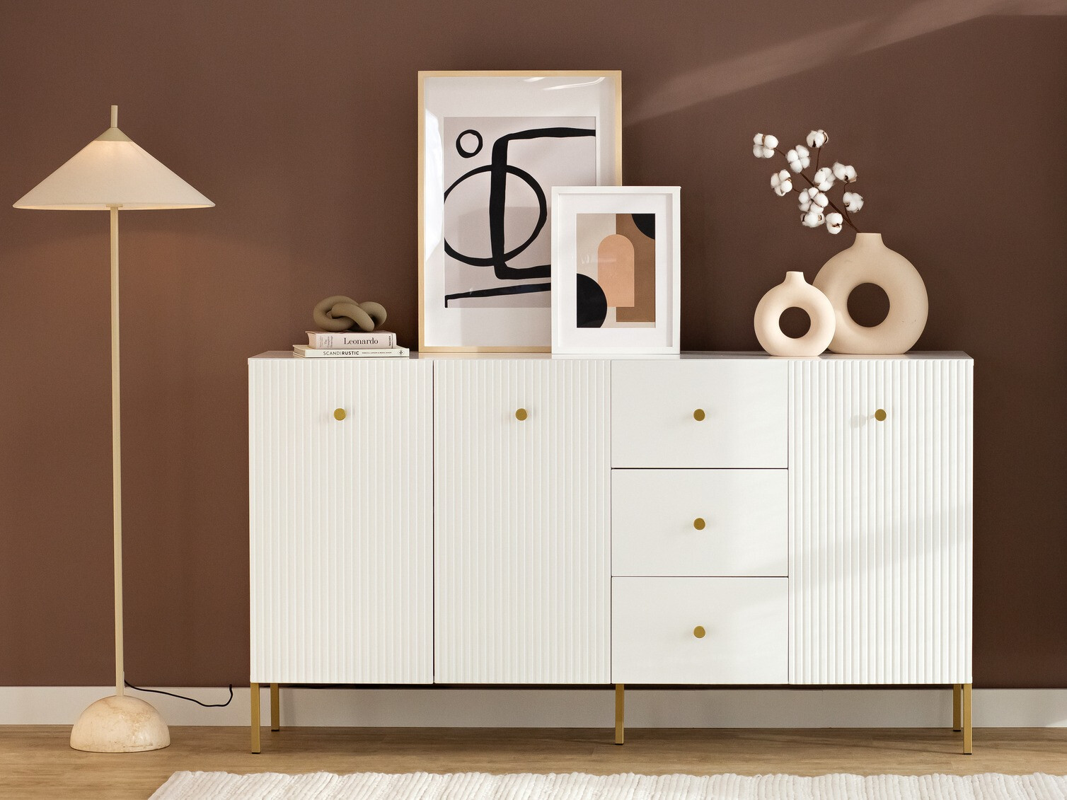Cómoda Etliva 102 (Branco + Dourado)