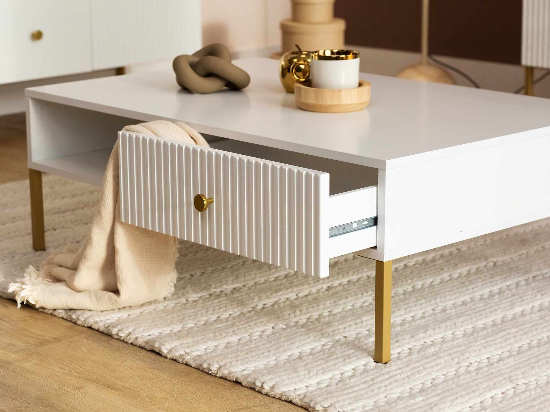 Mesa de centro Etliva 103 (Branco + Dourado)