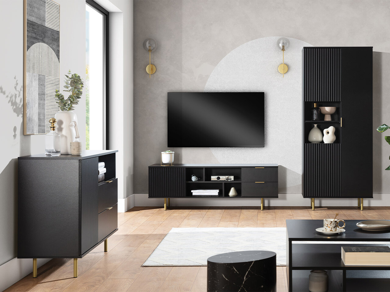 Conjunto para sala de estar Decus II (Preto)