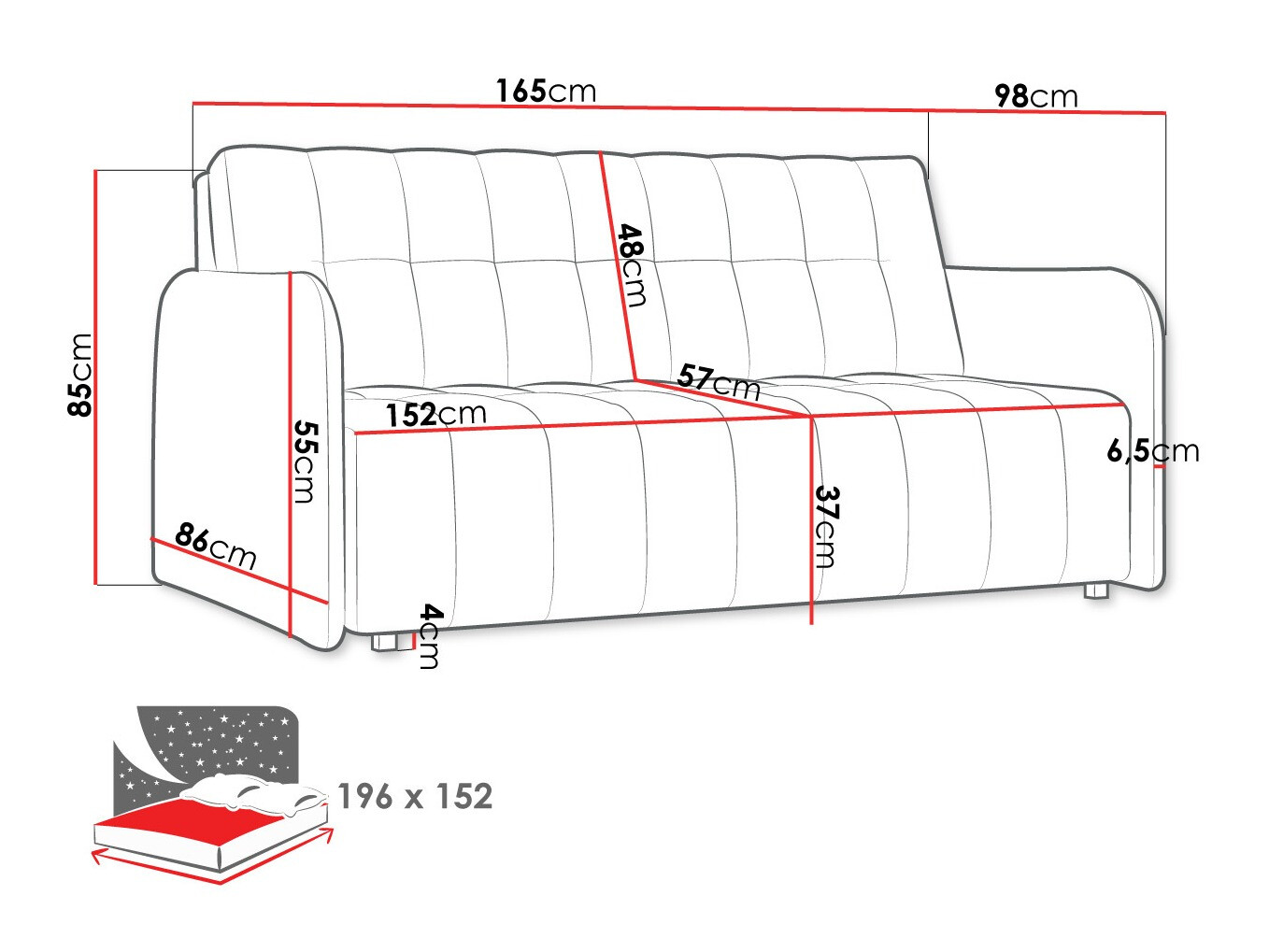 Sofá cama Columbus 179 (Paros 3)