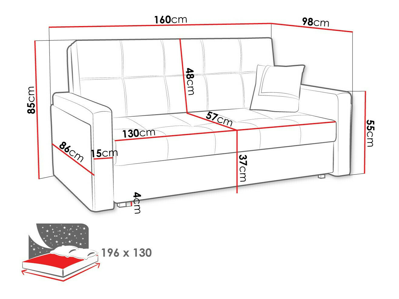 Sofá cama Columbus 175 (Manila 41 + Jungle)