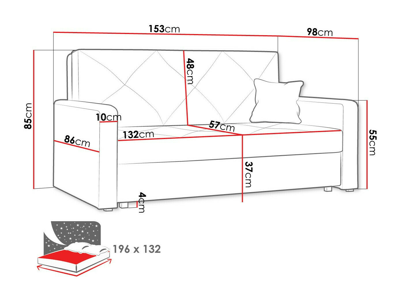 Sofá cama Columbus 169 (Trinity 30)