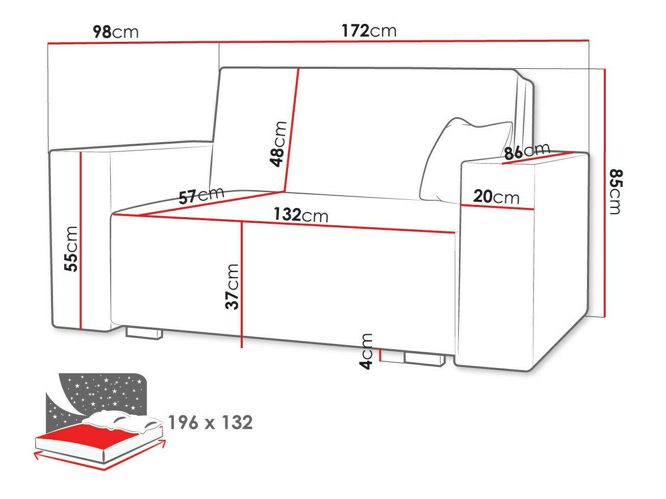 Sofá-cama Serora III (Neve 80)