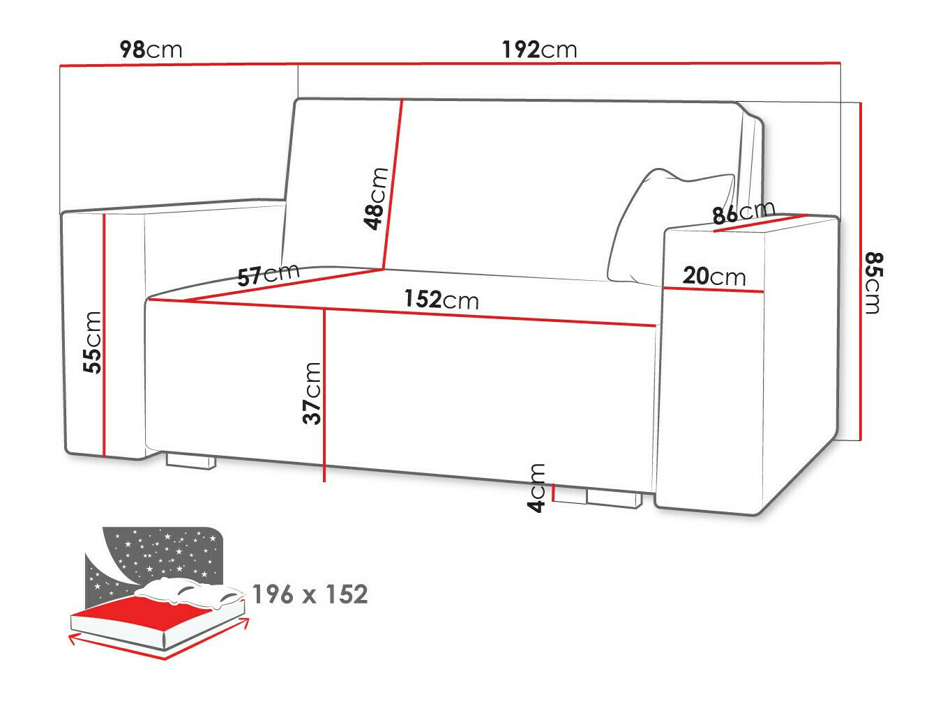 Sofá-cama Serora IV (Neve 34)