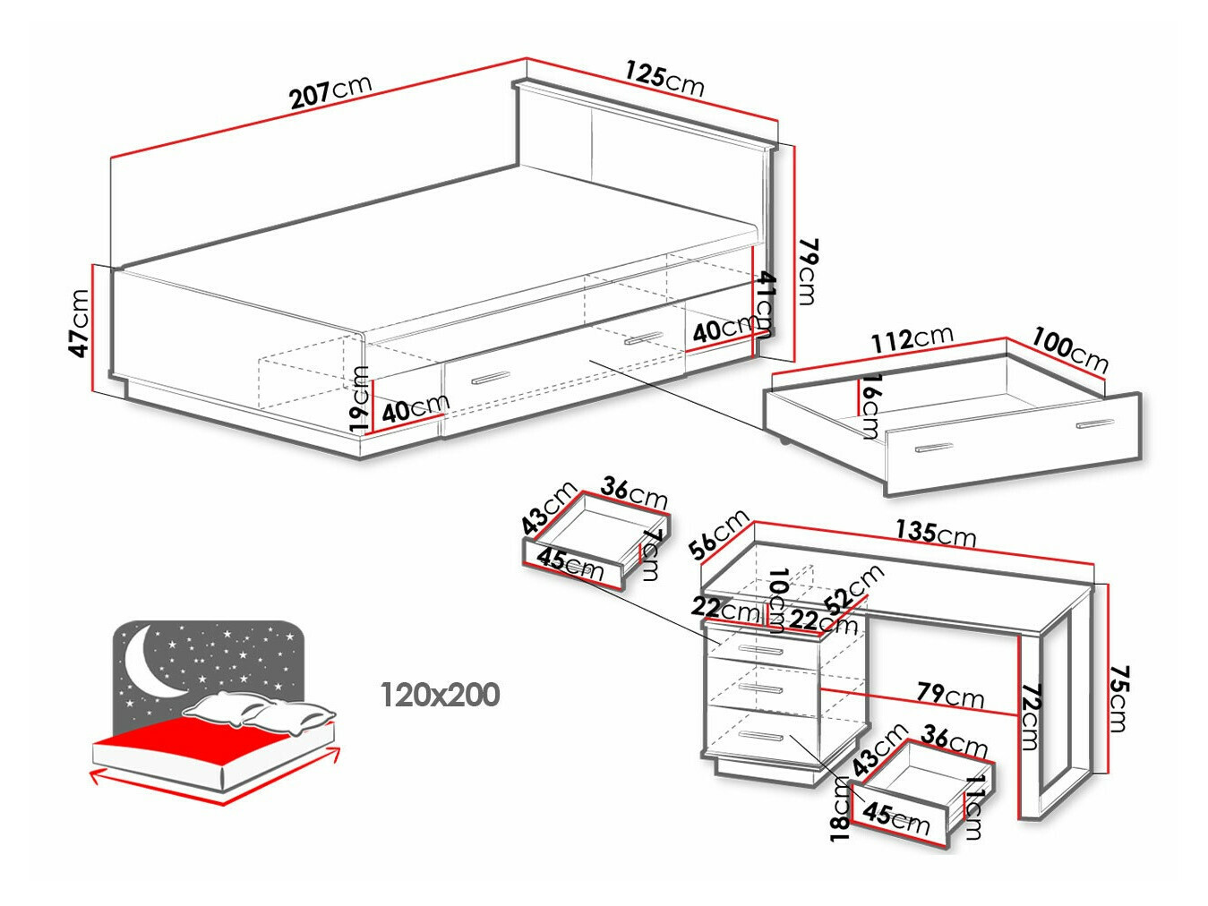 Conjunto para quarto Tenodeu 129