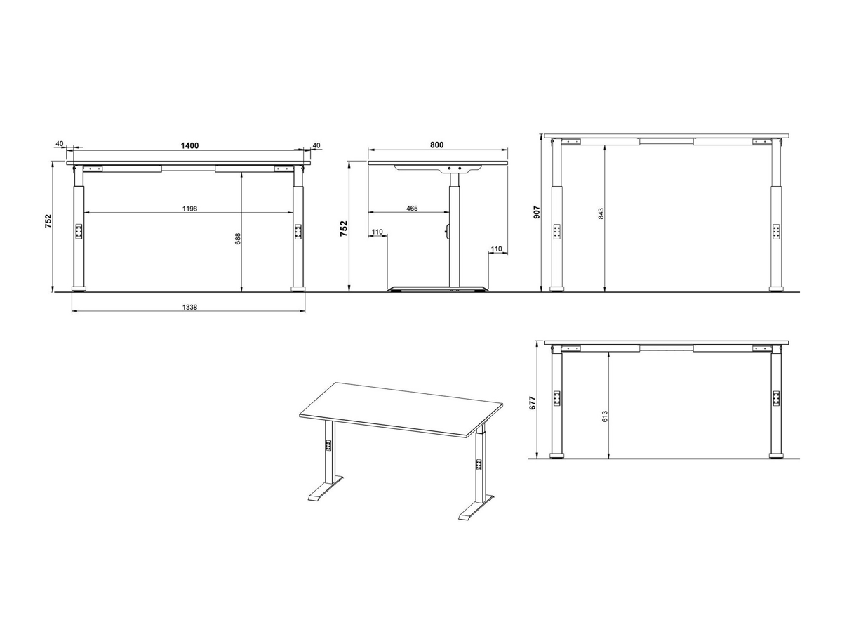 Mesa de escritório Sacramento 419 (Branco + Preto)
