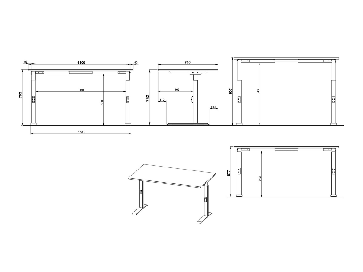Mesa de escritório Sacramento 419 (Cinzento + Preto)