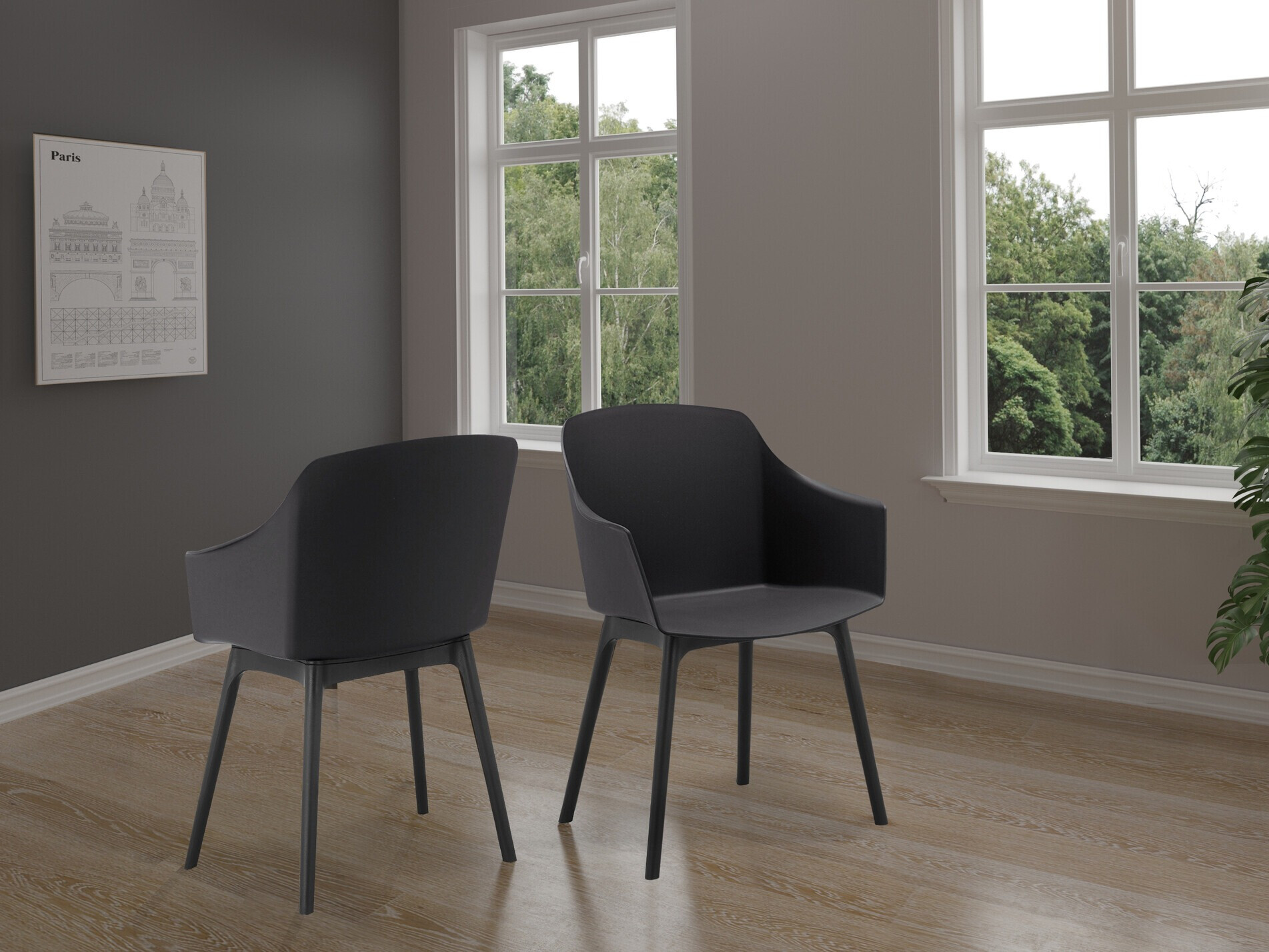 Conjunto de cadeiras Denton 1243 (Preto)