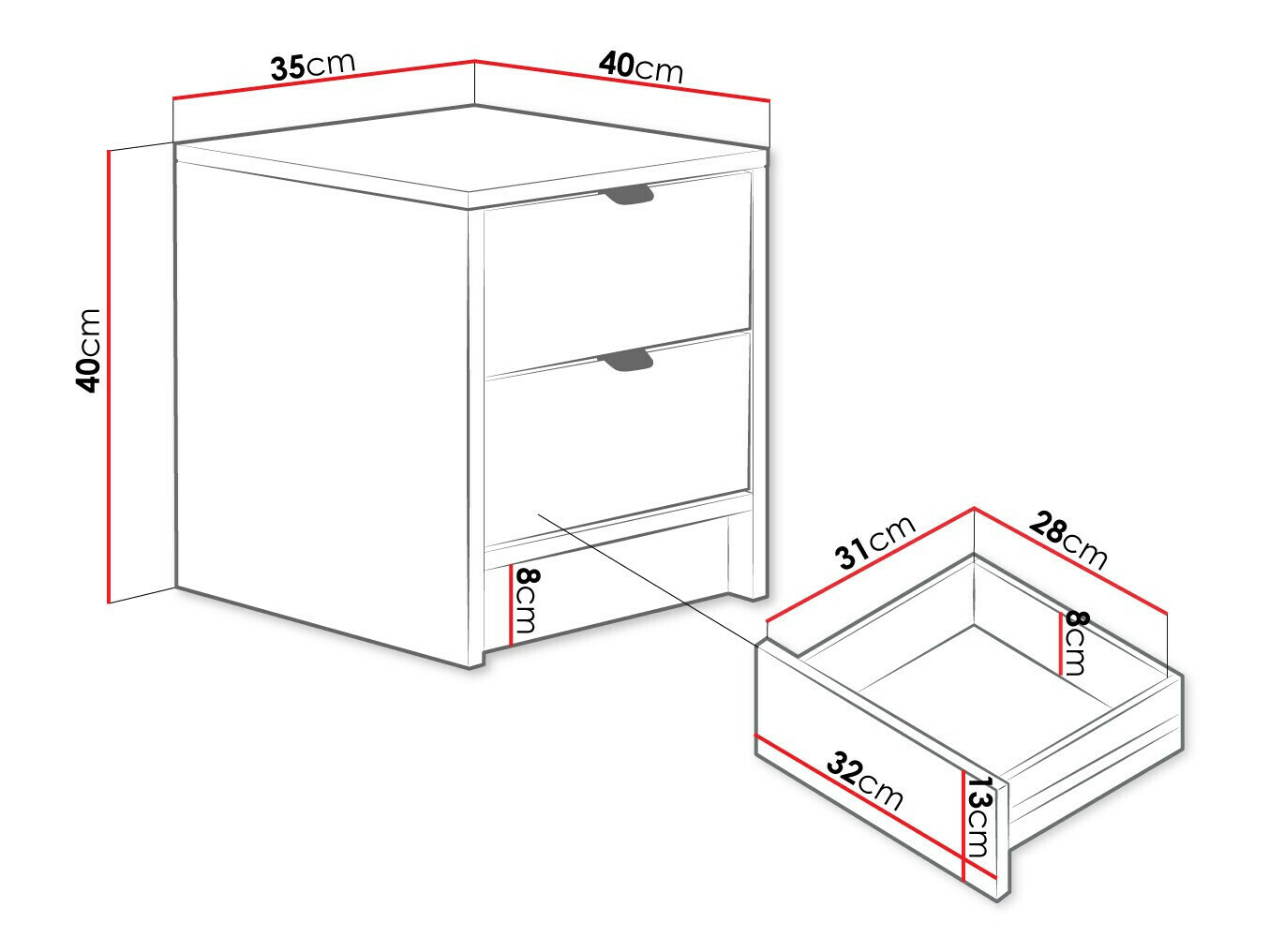 Mesa de cabeceira Comfivo Papilio (Branco)