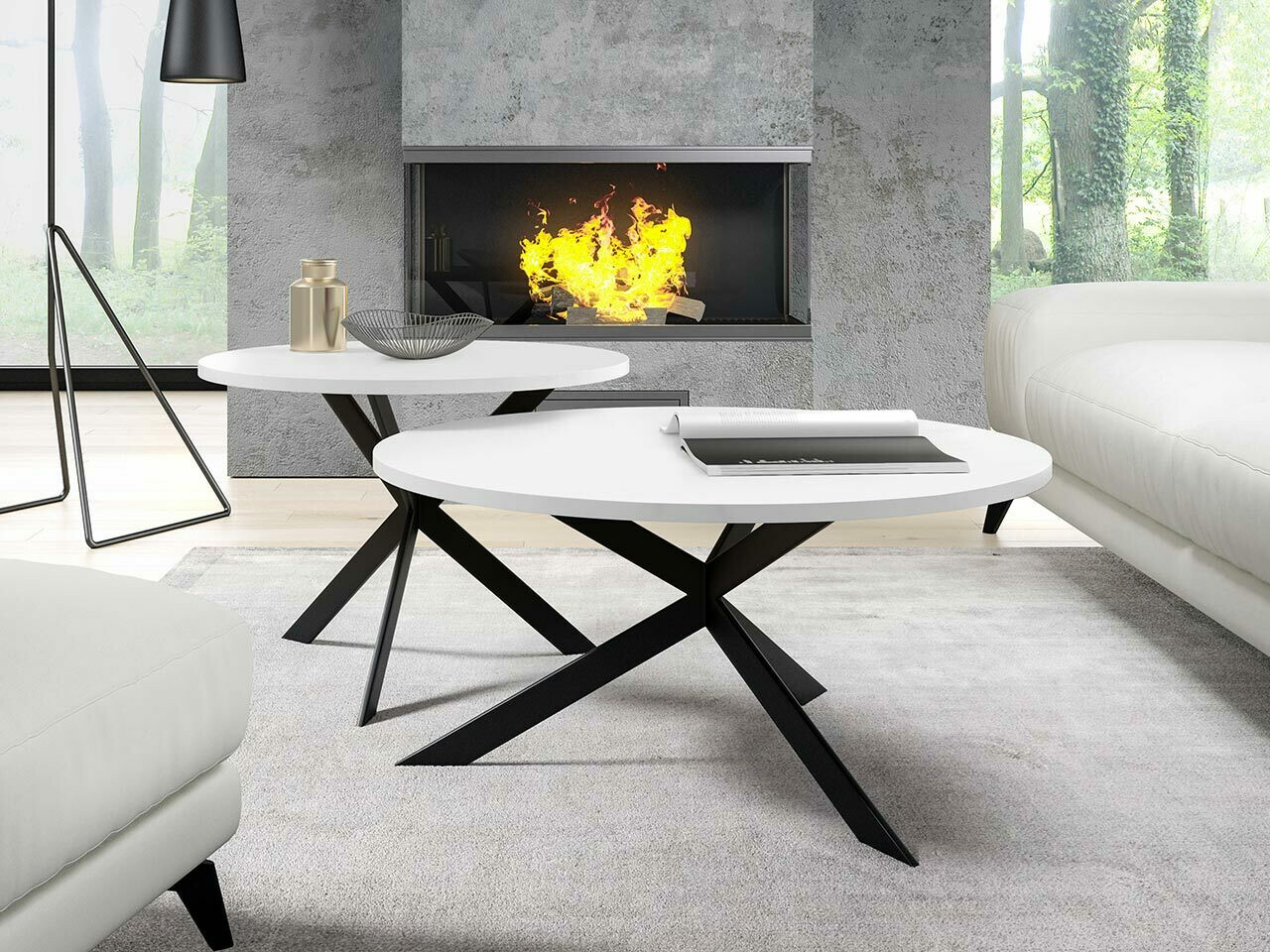 Conjunto de mesa de centro Oswego 108 (Branco + Preto)