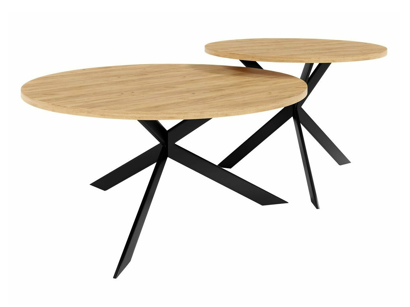 Conjunto de mesa de centro Oswego 108 (Craft de carvalho dourado + Preto)