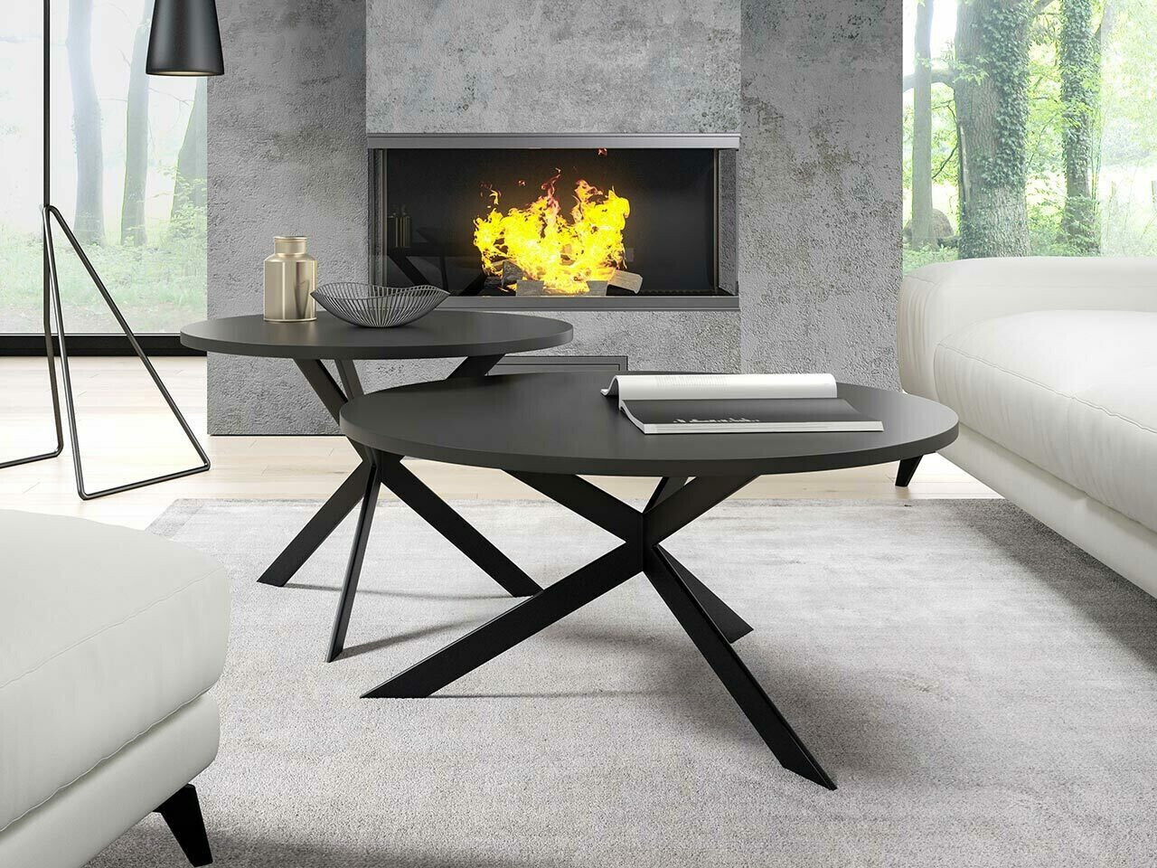 Conjunto de mesa de centro Oswego 108 (Preto)