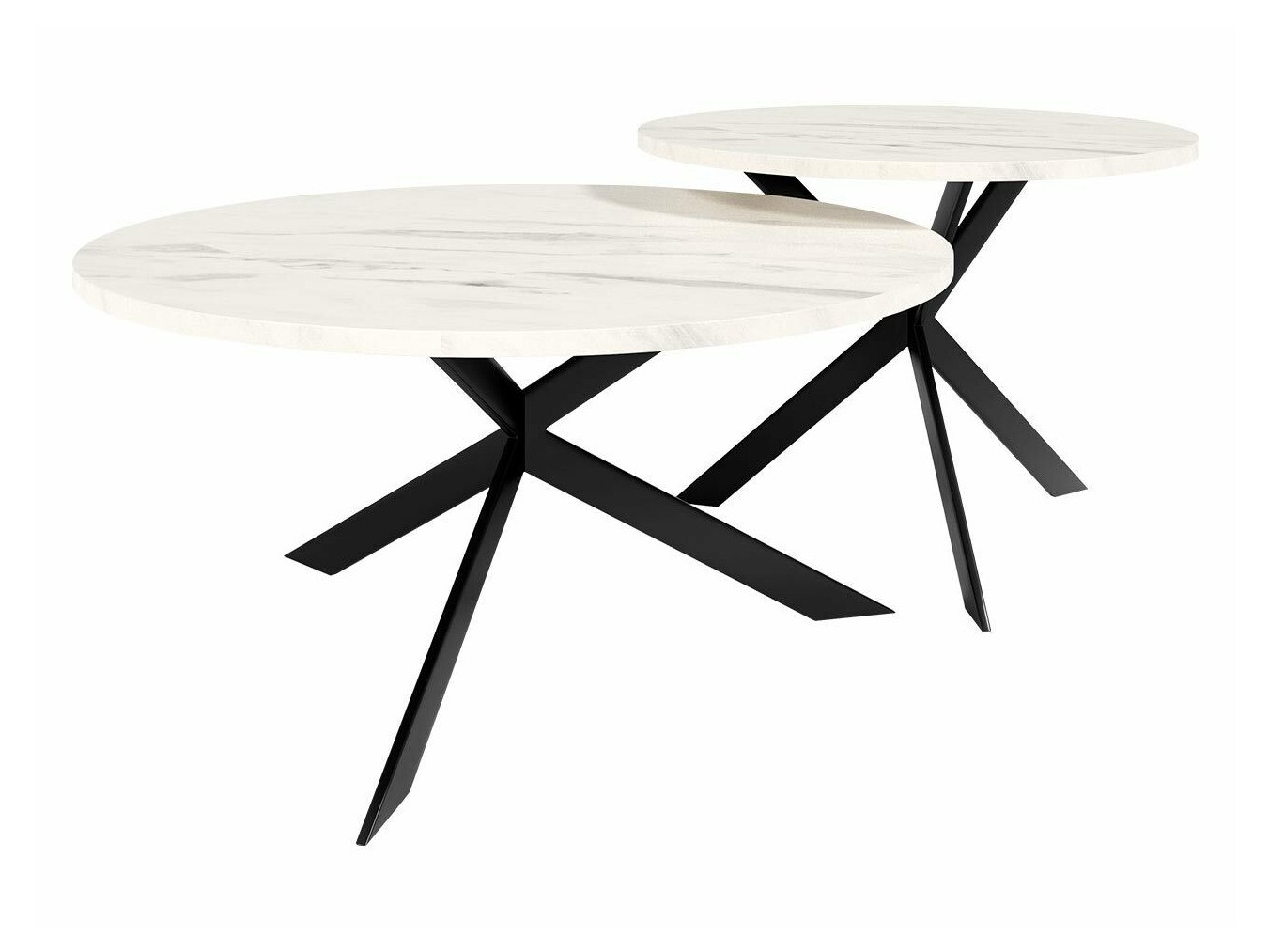 Conjunto de mesas de centro Oswego 108 (Marmore branco + Preto)