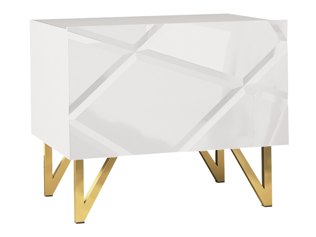 Mesa de cabeceira Mavmave 103 (Branco + Branco brilhante)