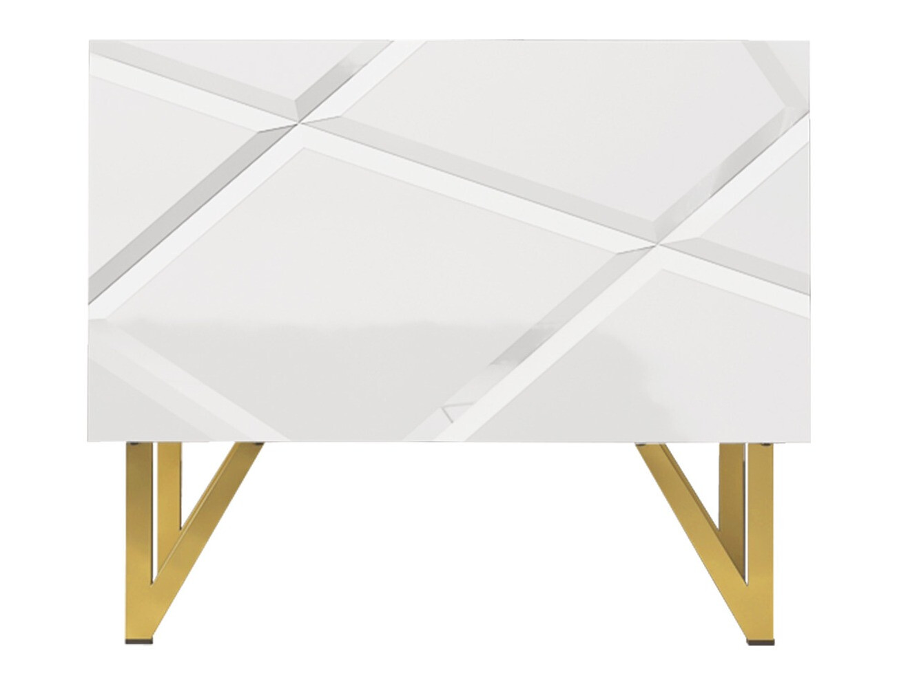 Mesa de cabeceira Mavmave 103 (Branco + Branco brilhante)