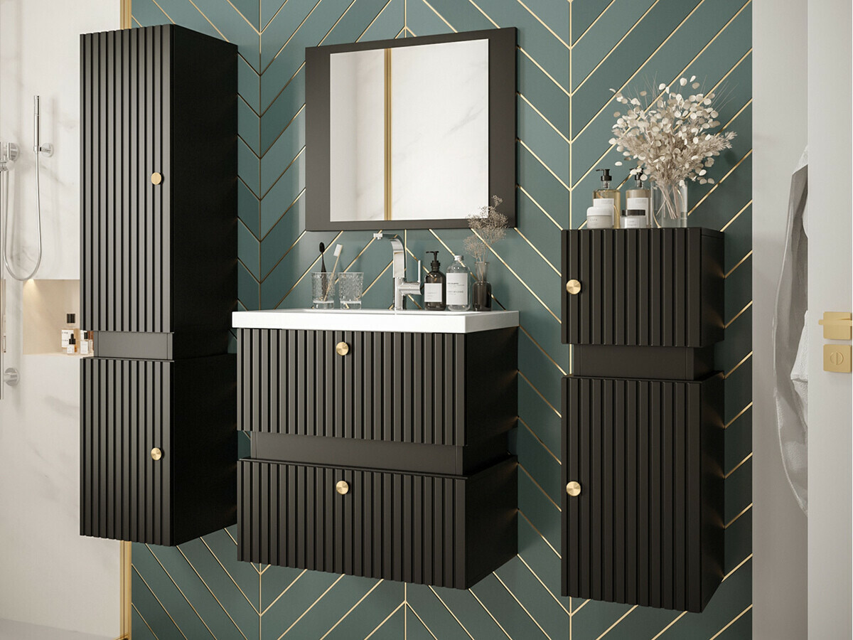 Armário montado na parede para casa de banho Hartford K101 (Preto)