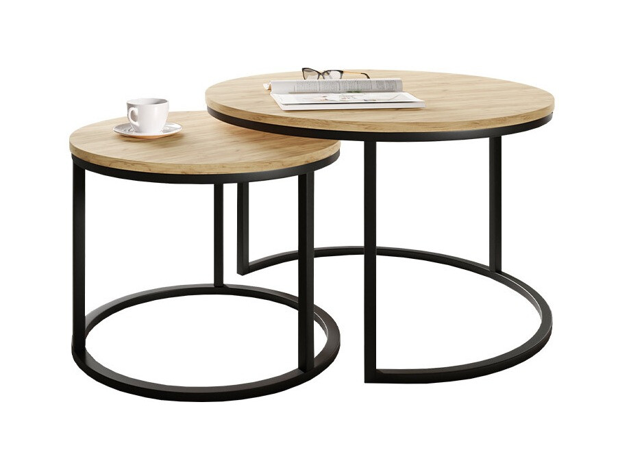 Conjunto de mesa de centro Oswego 103 (Craft carvalho + Preto)