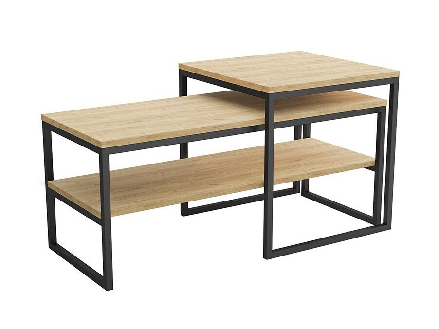 Conjunto de mesa de centro Oswego 106 (Craft carvalho + Preto)