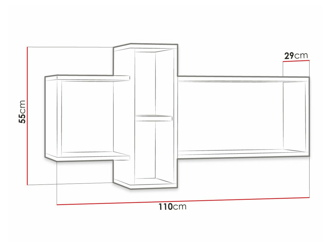 Estante de parede Tenmele 110 (Grafite + Riviera carvalho)