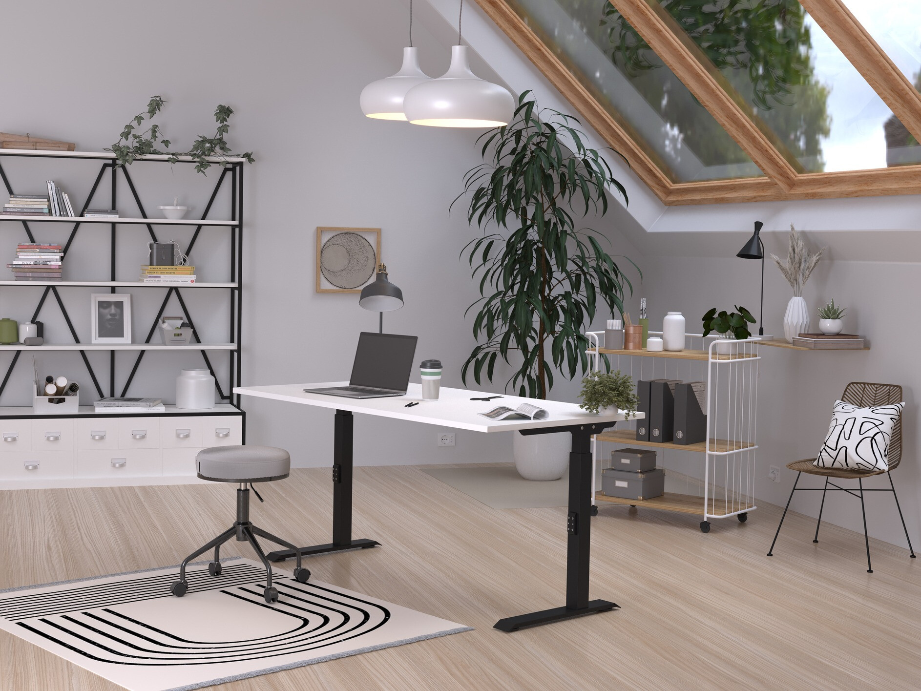 Mesa de escritório Sacramento 421 (Branco + Preto)