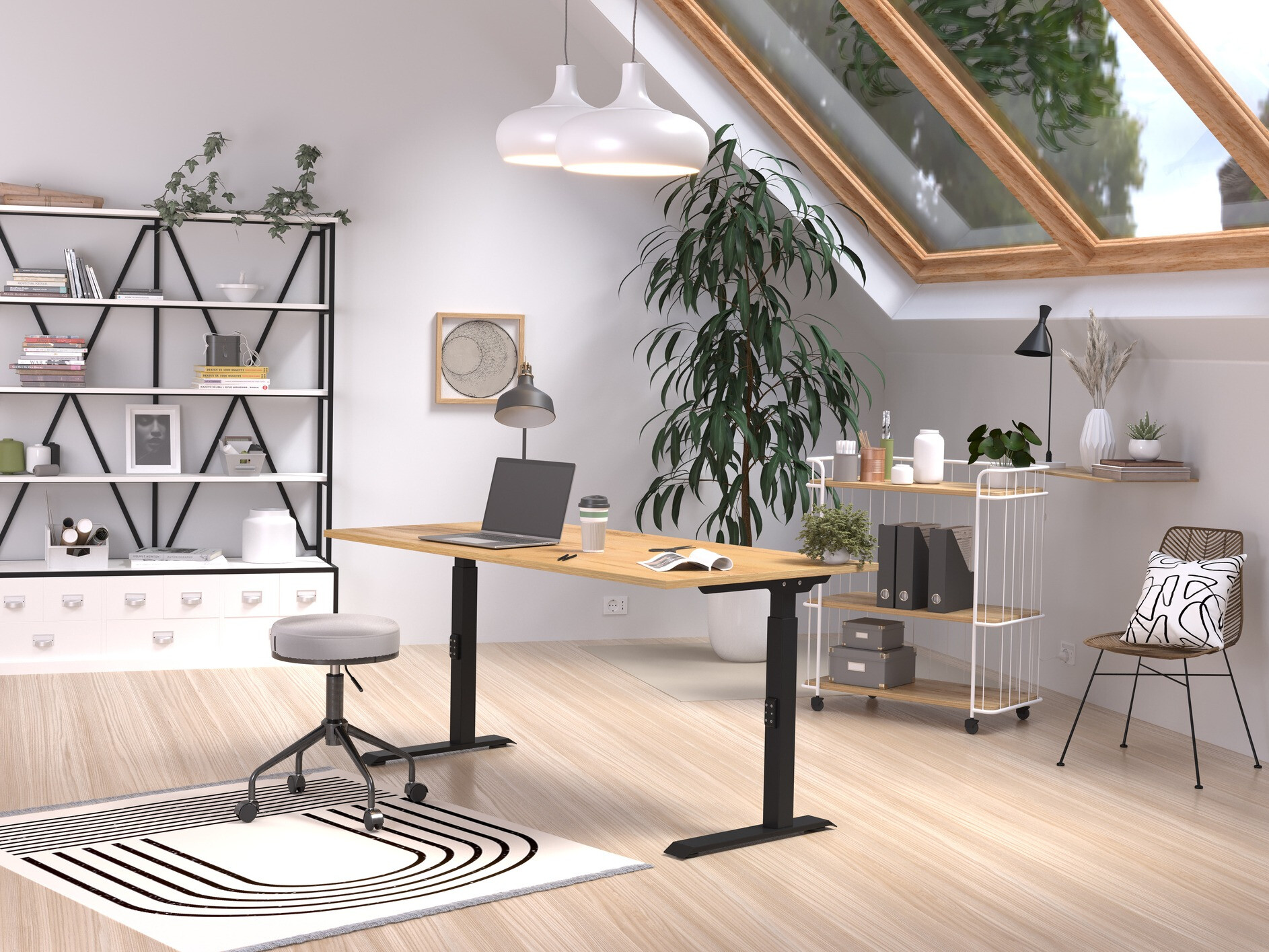 Mesa de escritório Sacramento 421 (Navarra carvalho + Preto)