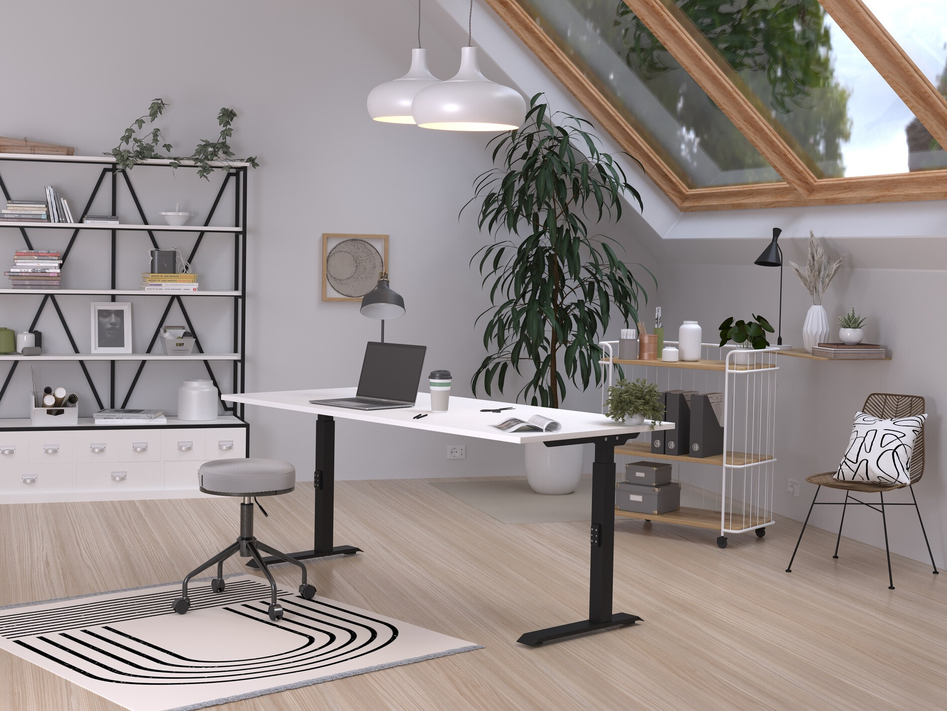 Mesa de escritório Sacramento 422 (Branco + Preto)