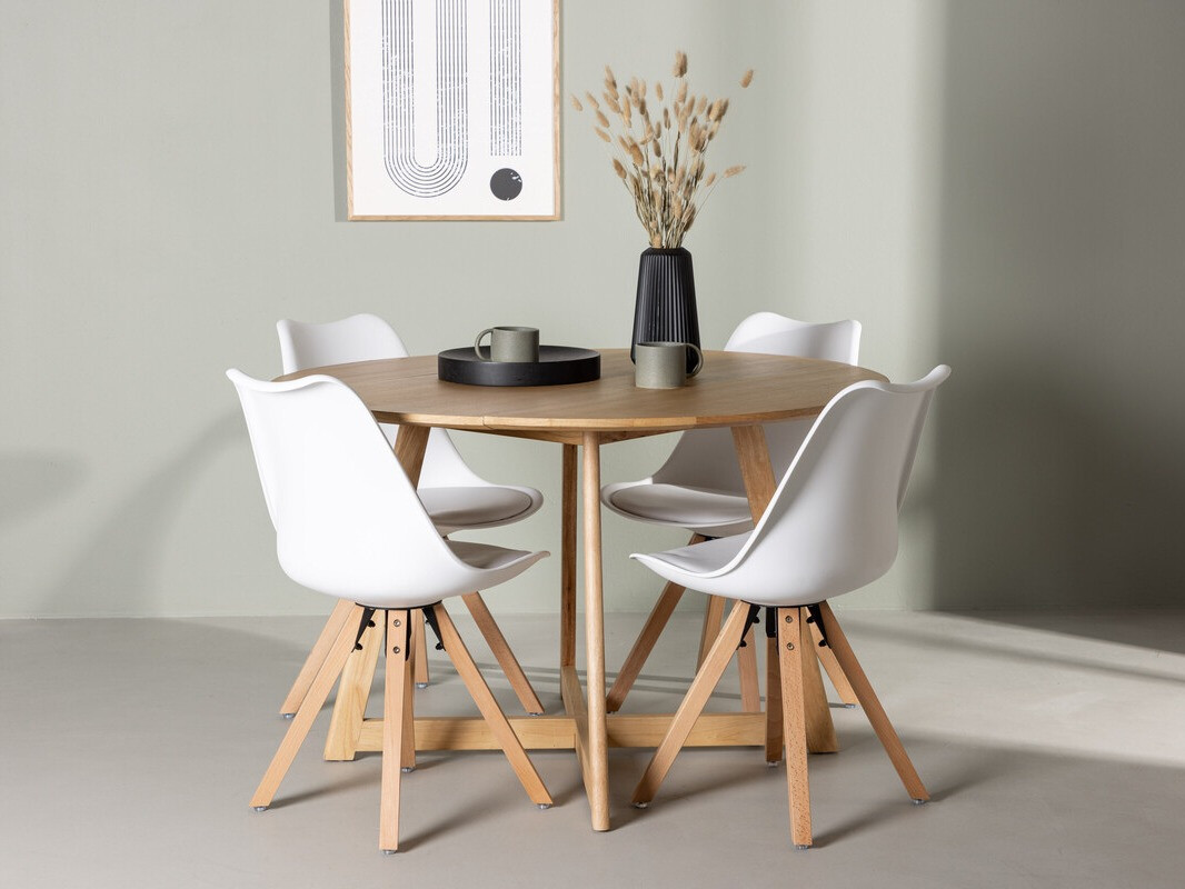 Conjunto para refeições Dallas 4323 (Branco + Madeira clara)