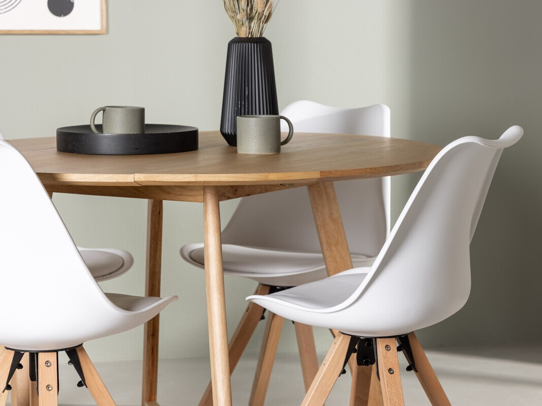 Conjunto para refeições Dallas 4323 (Branco + Madeira clara)