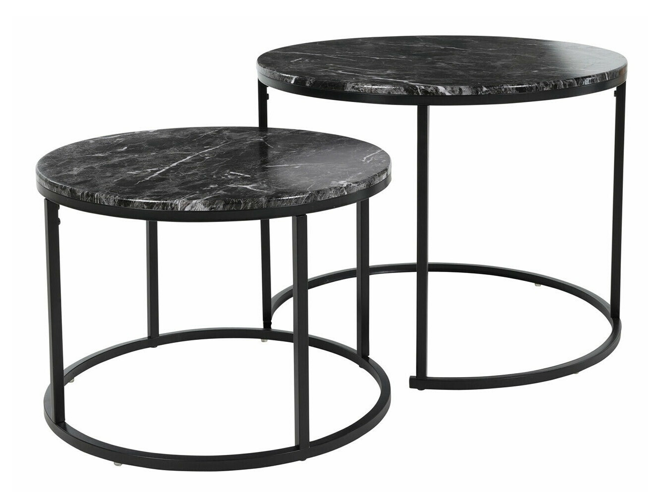 Conjunto de mesa de centro Richardson 116 (Preto + Mármore preto)