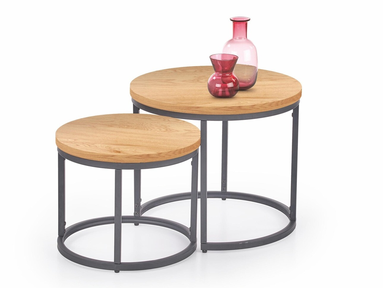 Conjunto de mesas de centro Houston 951 (Carvalho dourado + Preto)