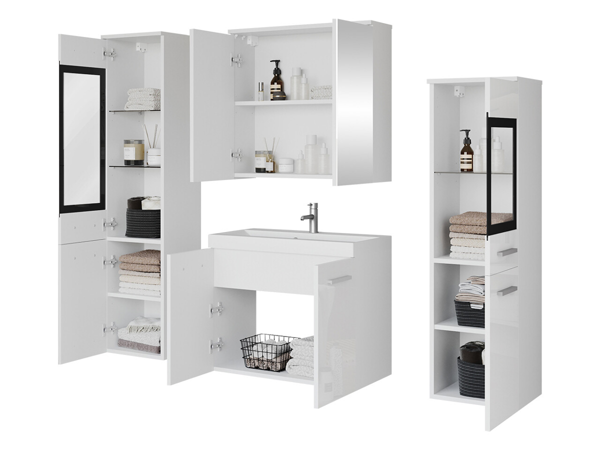 Conjunto para casa de banho Sarasota 140 (Cinzento brilhante + Branco)