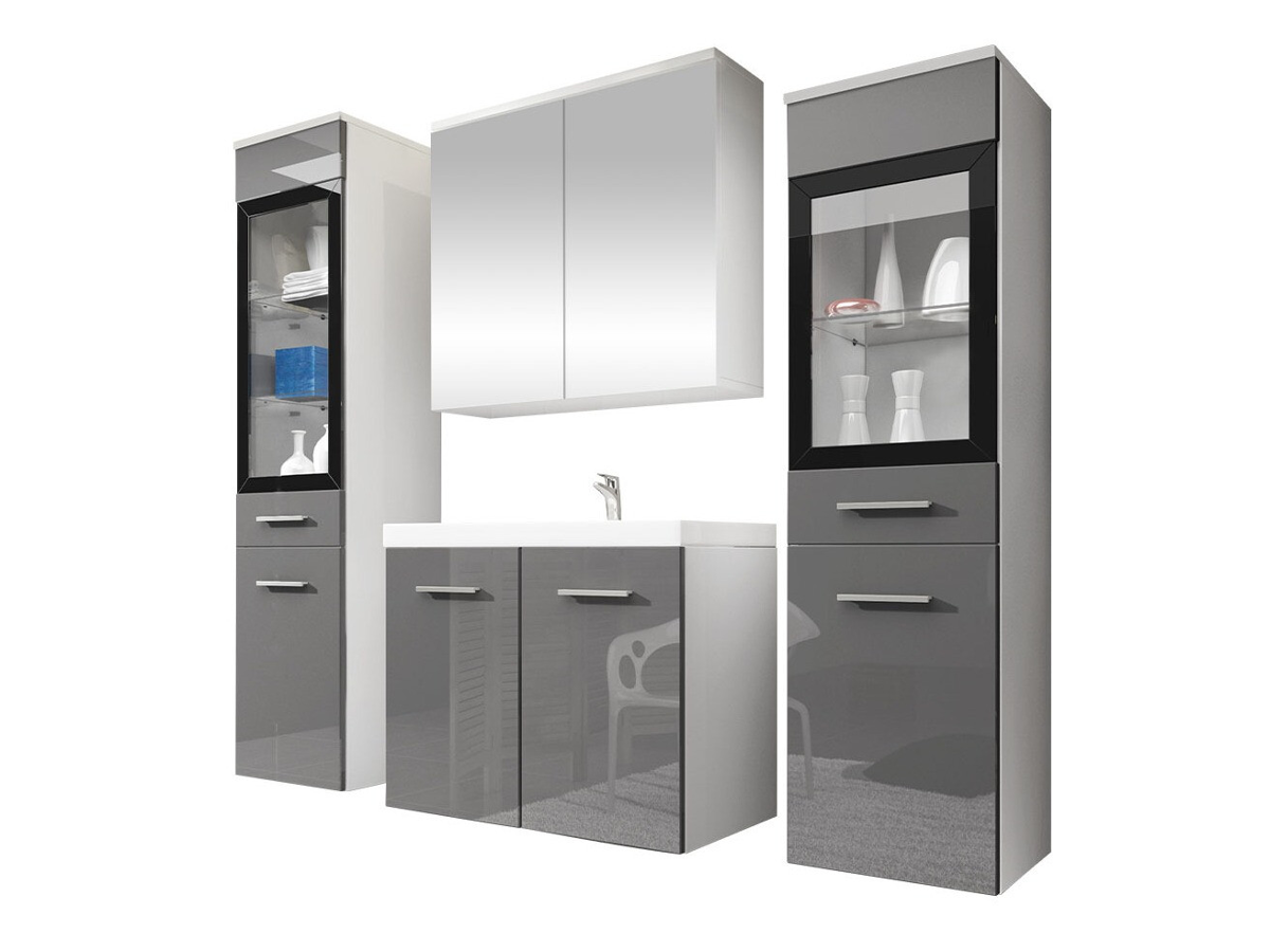 Conjunto para casa de banho Sarasota 140 (Cinzento brilhante + Branco)