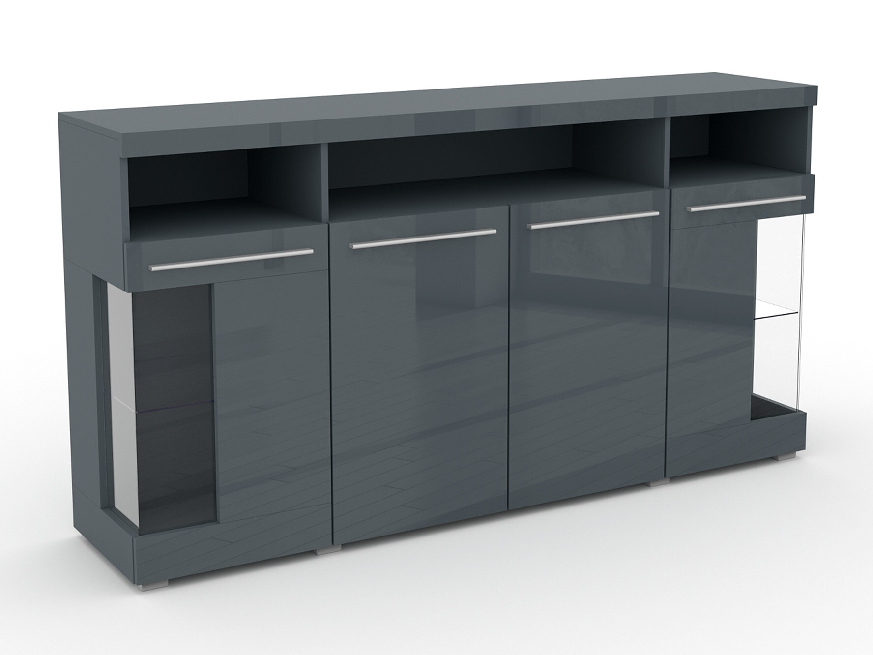 Aparador Torvire 113 (Cinzento + Cinzento brilhante)