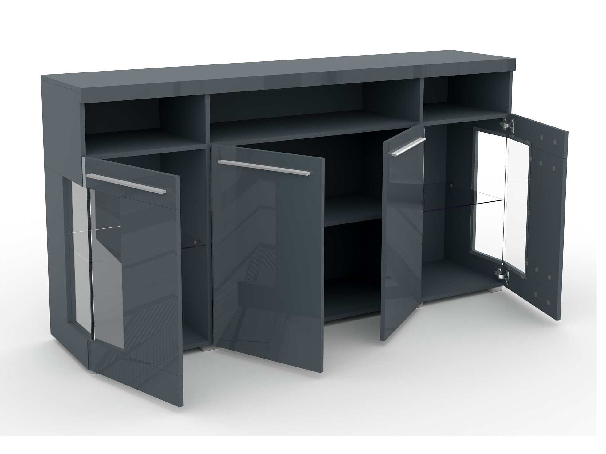 Aparador Torvire 113 (Cinzento + Cinzento brilhante)