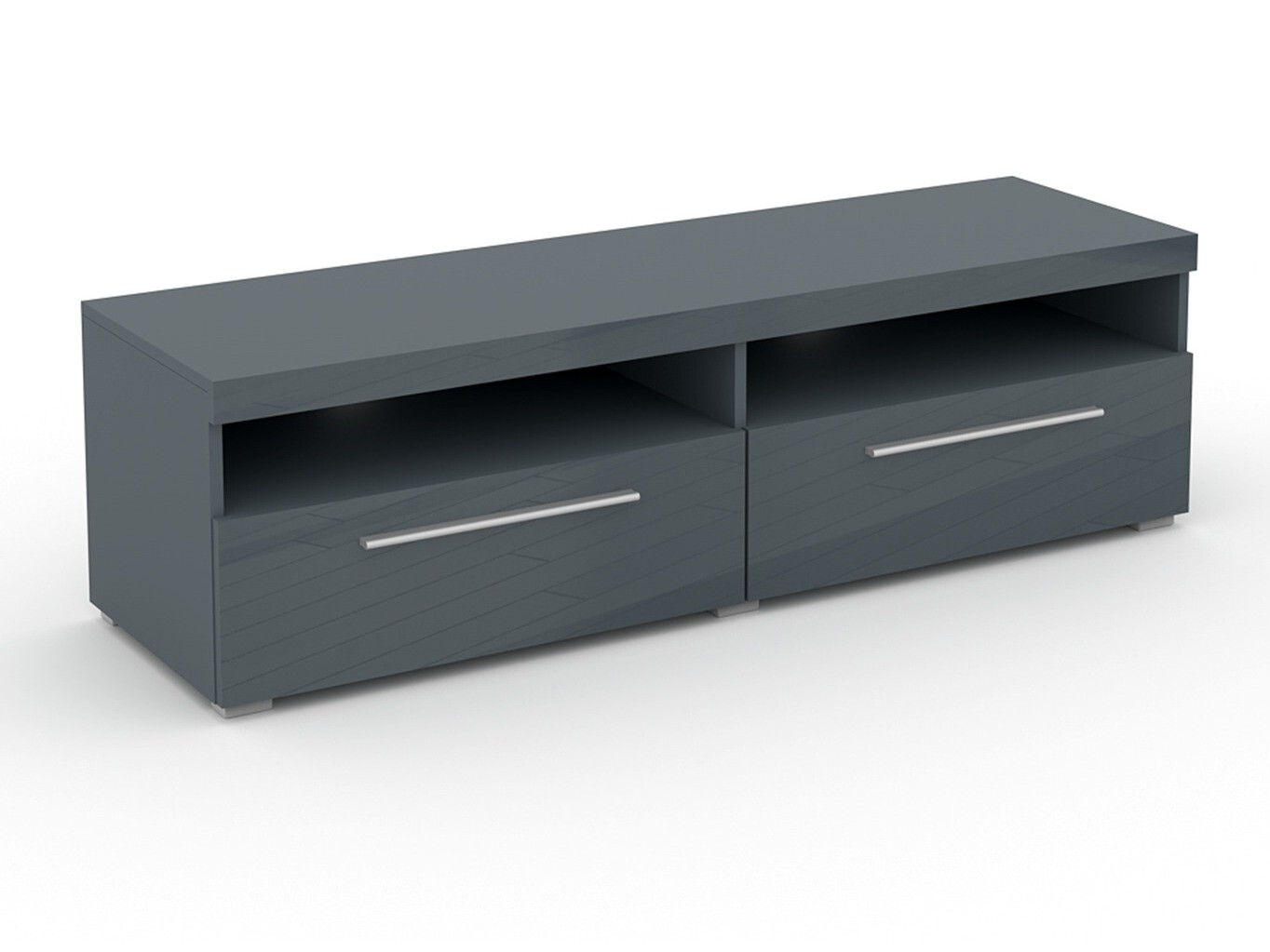 Móvel de TV Torvire 112 (Cinzento + Cinzento brilhante)