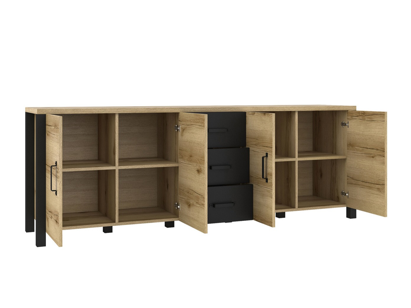 Cómoda Tornua 109 (Carvalho claro + Preto matte)