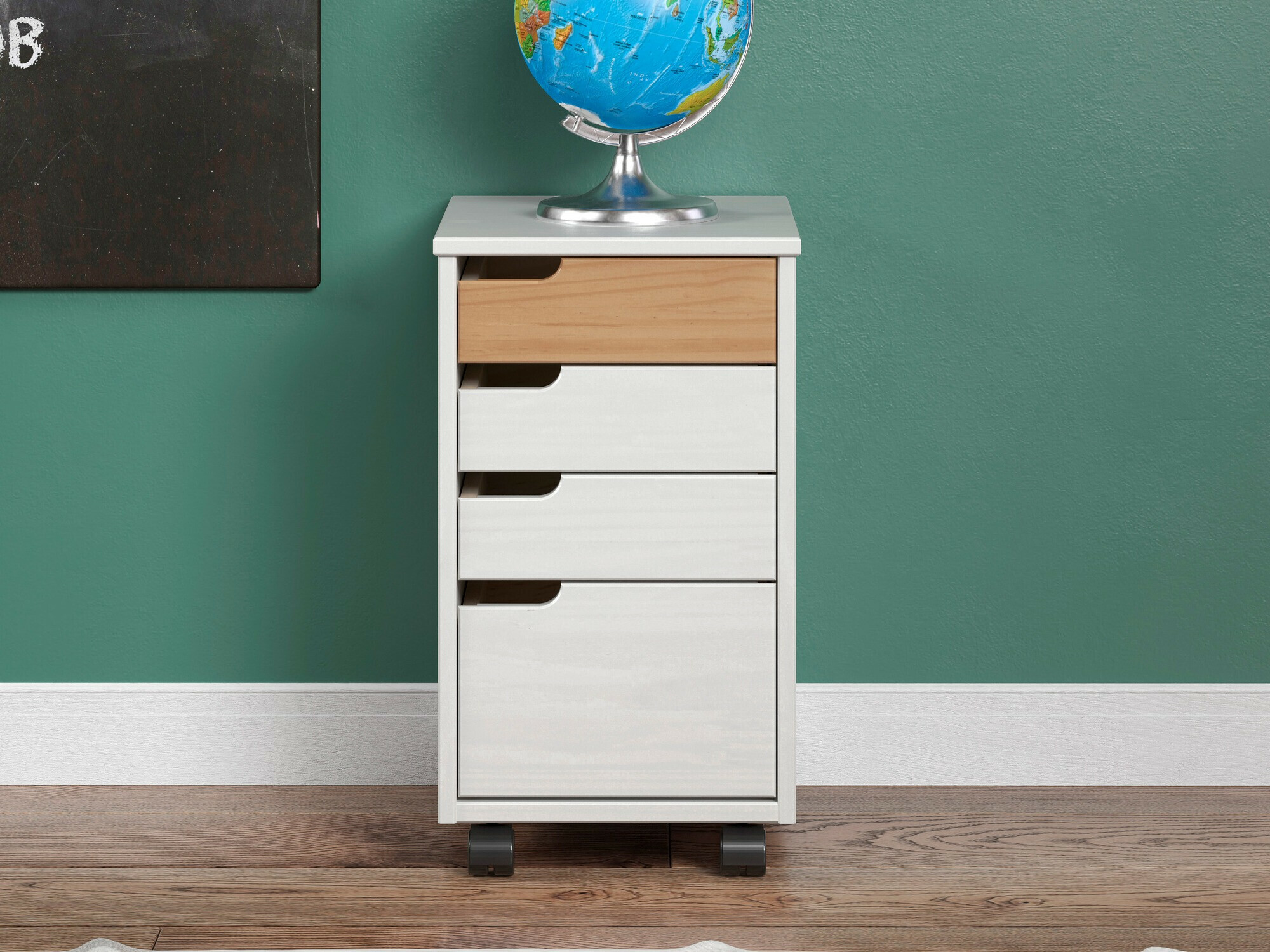 Bloco de gavetas Indianapolis C101 (Branco + Carvalho de mel)