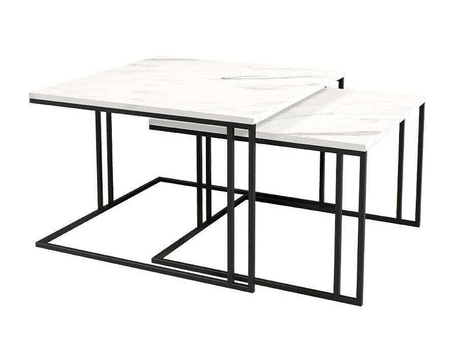 Conjunto de mesa de centro Oswego 110 (Marmore branco + Preto)