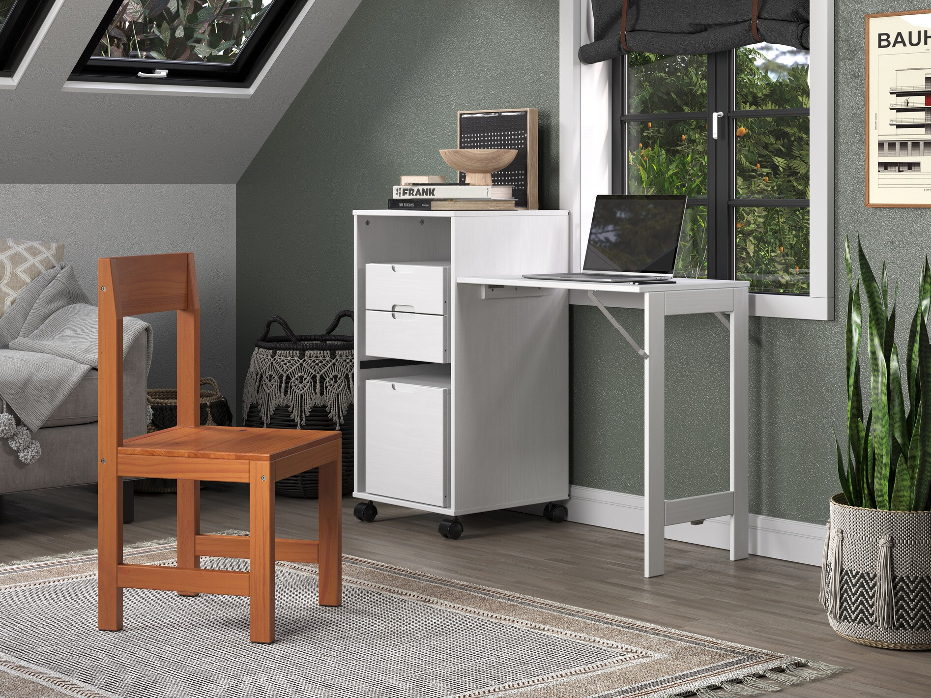 Mesa de escritório Indianapolis 122 (Pinheiro branqueado + Carvalho de mel)