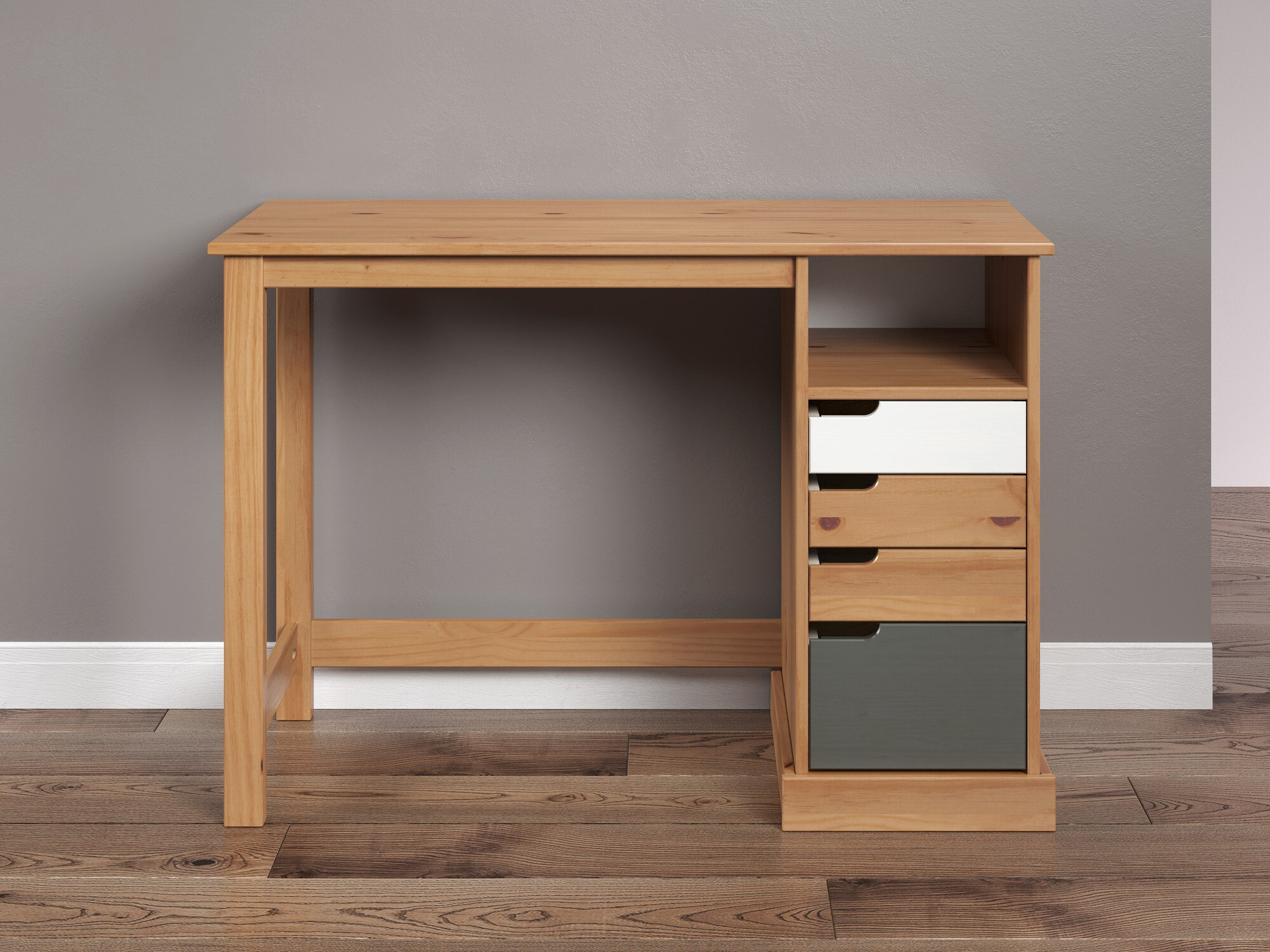 Mesa de escritório Indianapolis C100 (Carvalho de mel + Branco + Cinzento)