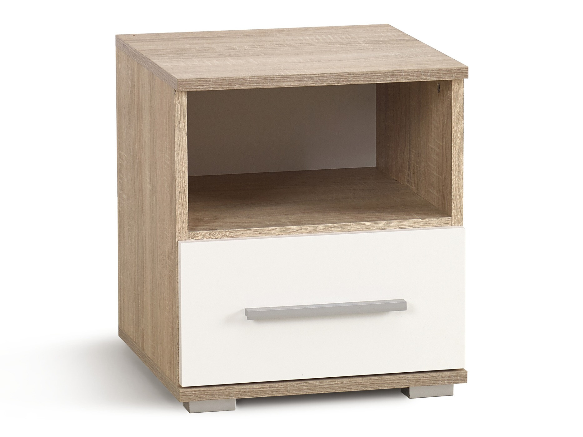 Mesa de cabeceira Cirveso 111 (Carvalho sonoma + Branco brilhante)