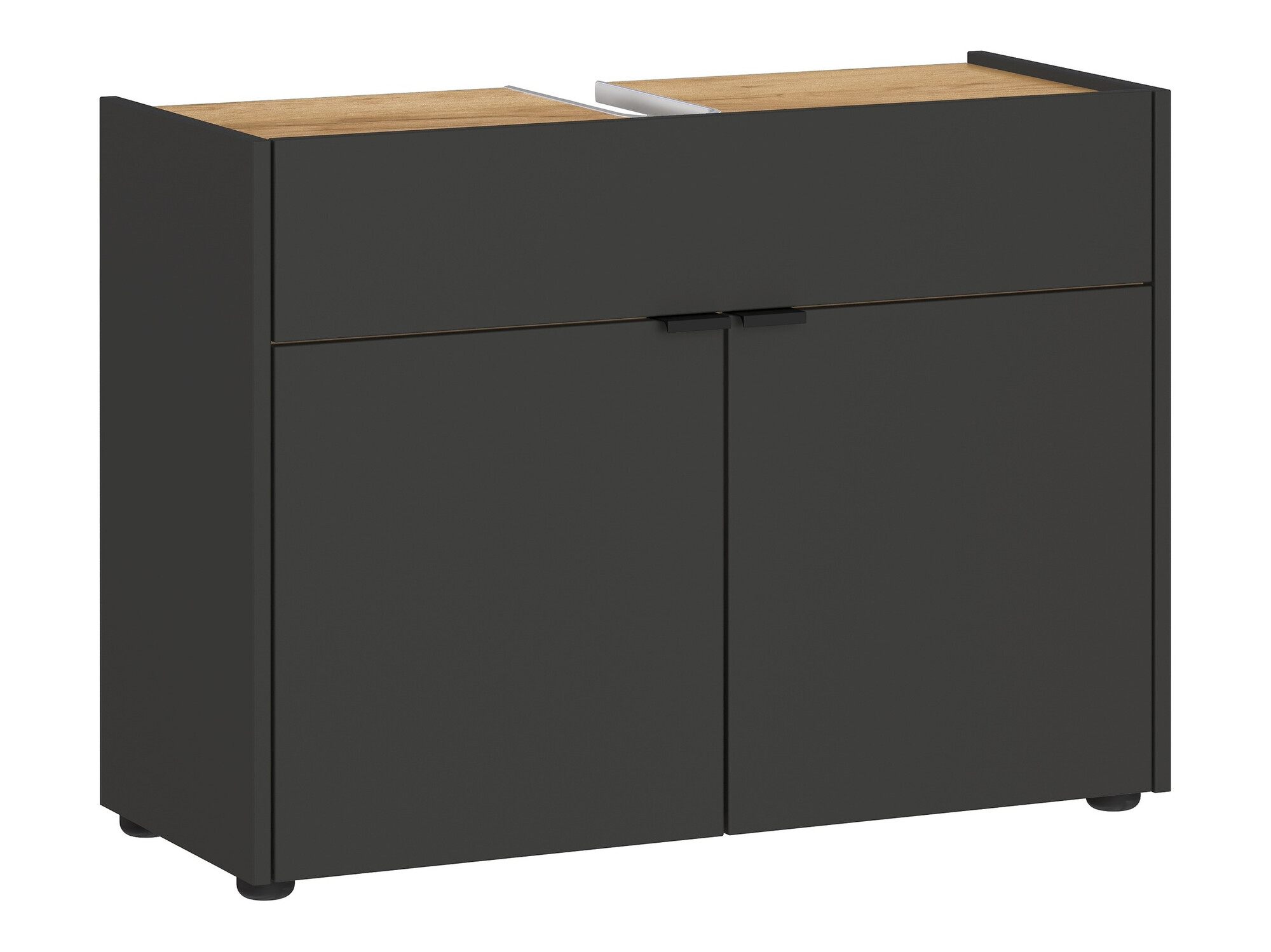 Armário com lavatório de apoio próprio para casa de banho Ventei 100 (Grafite + Navarra carvalho)