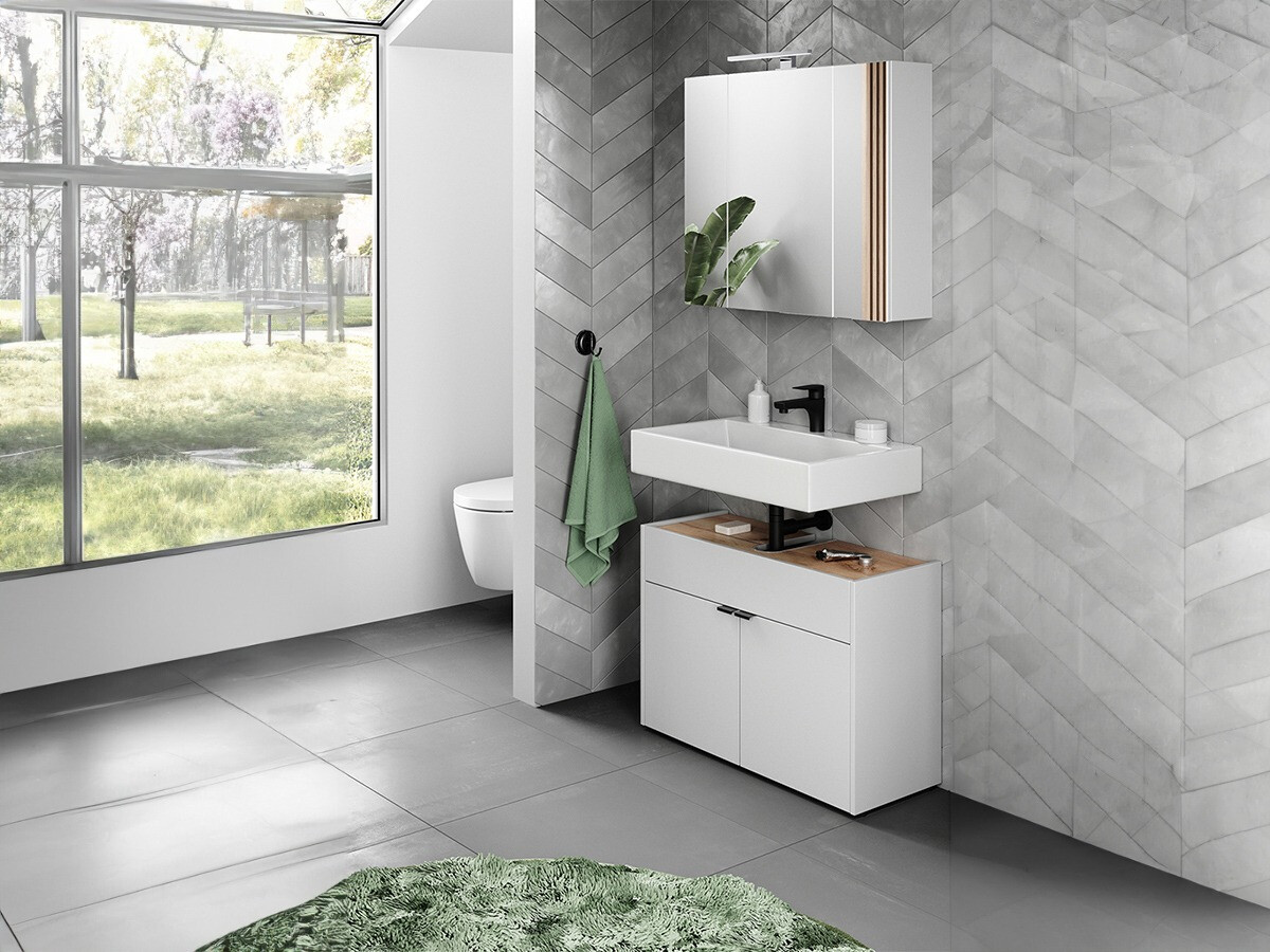 Conjunto para casa de banho Ventei 104 (Branco + Navarra carvalho)