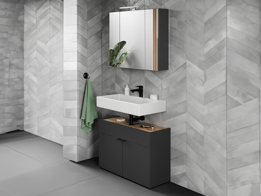 Conjunto para casa de banho Ventei 104 (Grafite + Navarra carvalho)