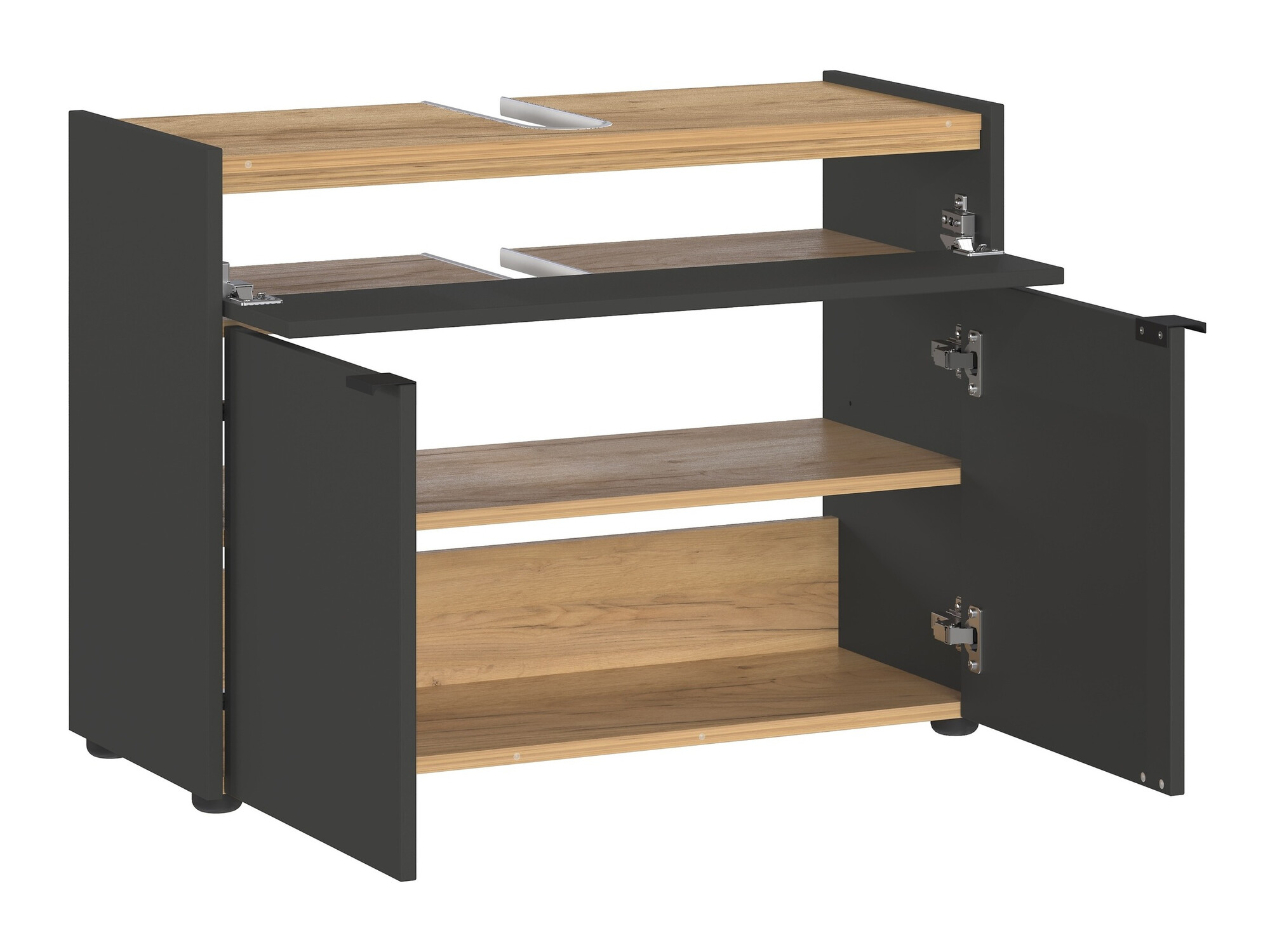 Conjunto para casa de banho Ventei 104 (Grafite + Navarra carvalho)