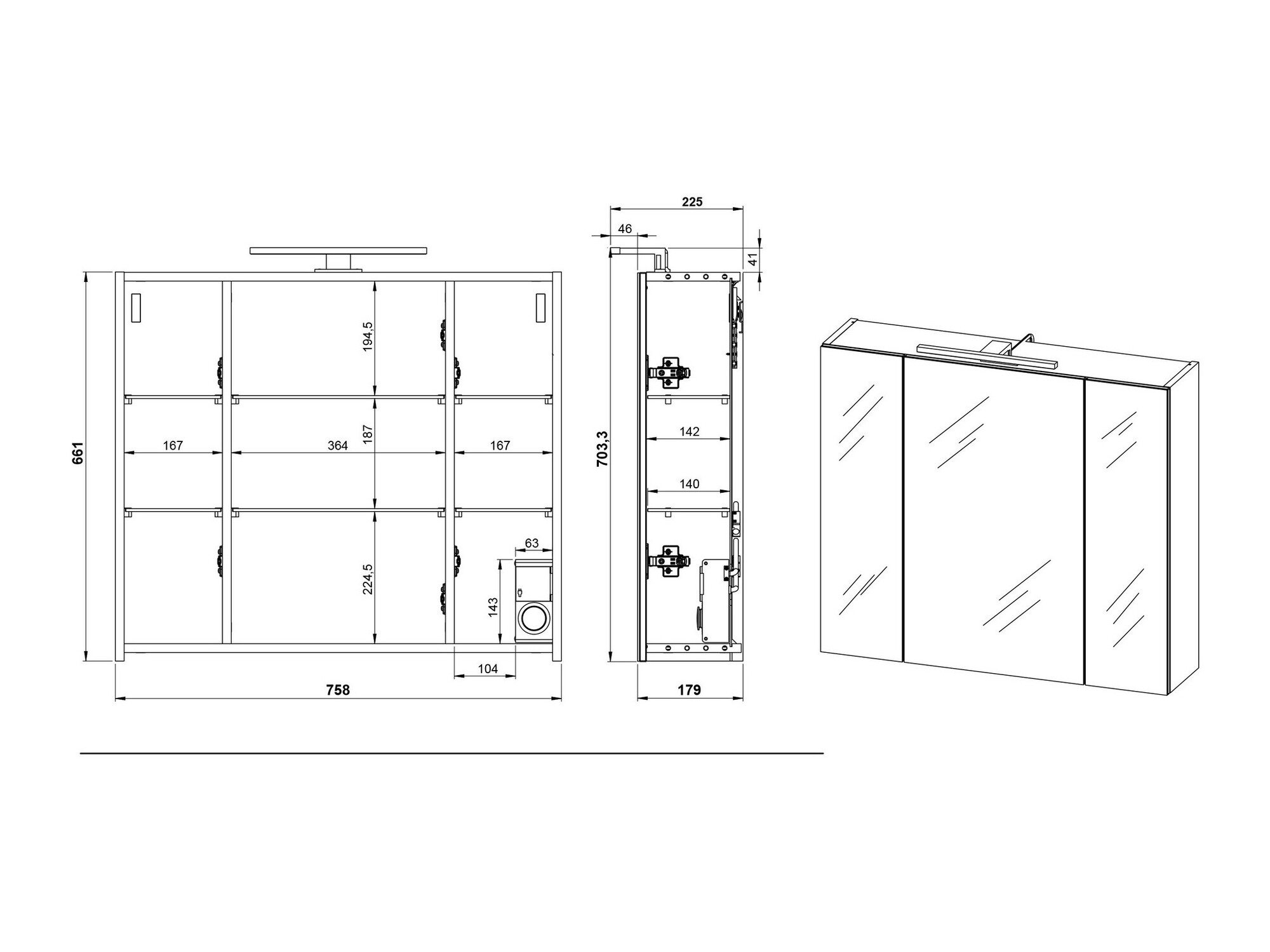 Conjunto para casa de banho Ventei 104 (Grafite + Navarra carvalho)