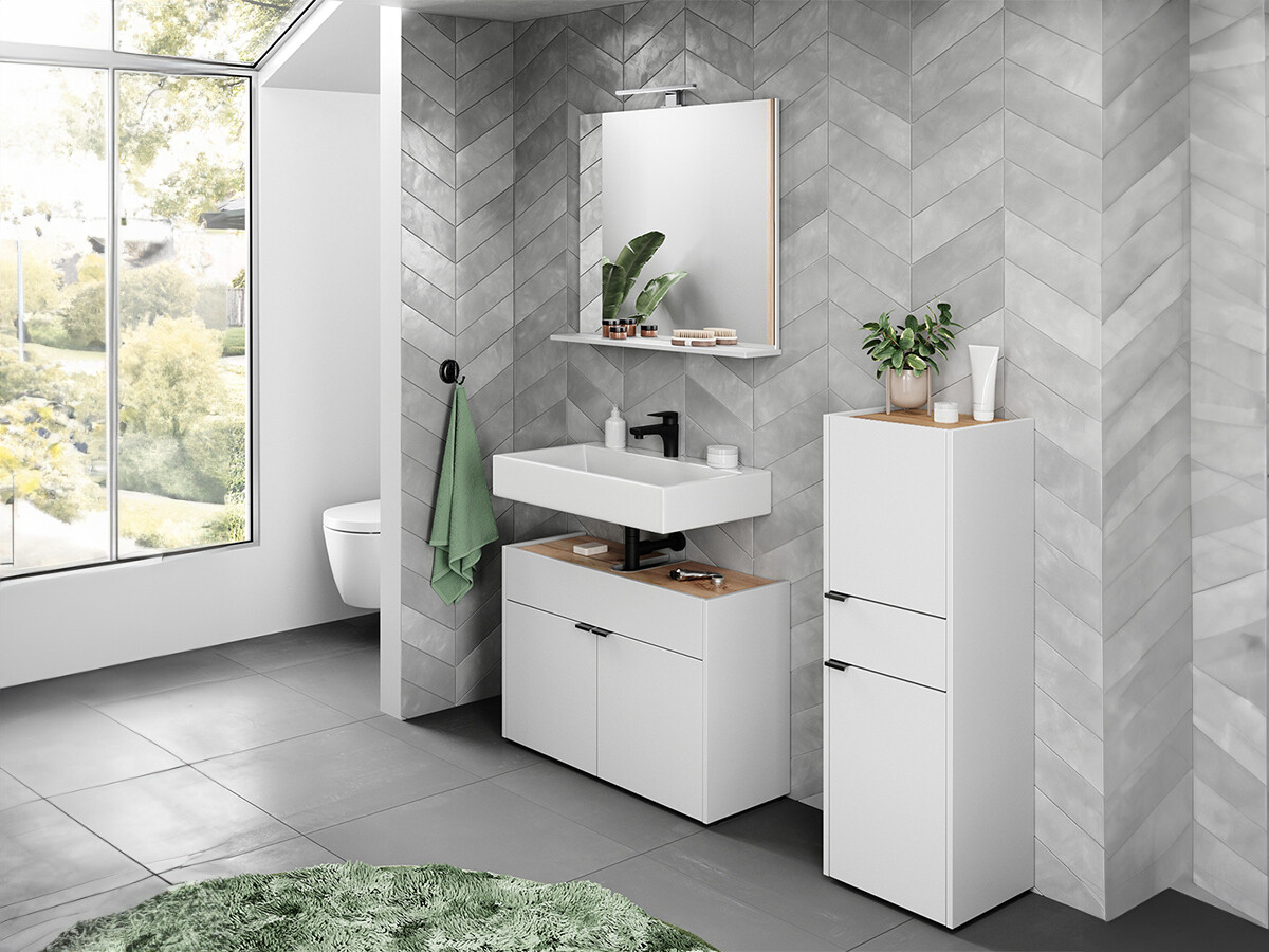 Conjunto para casa de banho Ventei 105 (Branco + Navarra carvalho)