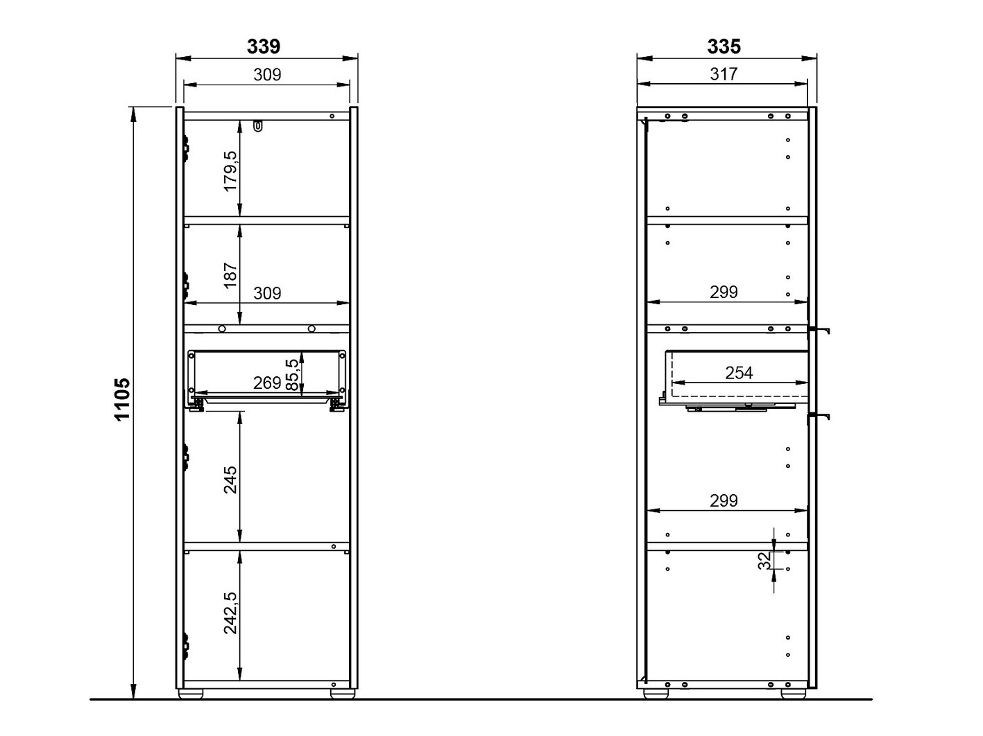 Conjunto para casa de banho Ventei 105 (Branco + Navarra carvalho)