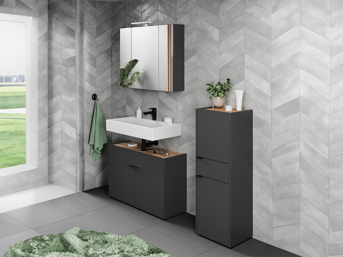 Conjunto para casa de banho Ventei 106 (Grafite + Navarra carvalho)